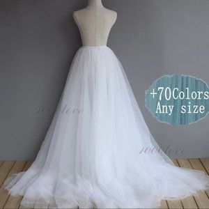 Ivory Tulle Detachable Overskirt for Wedding Dress